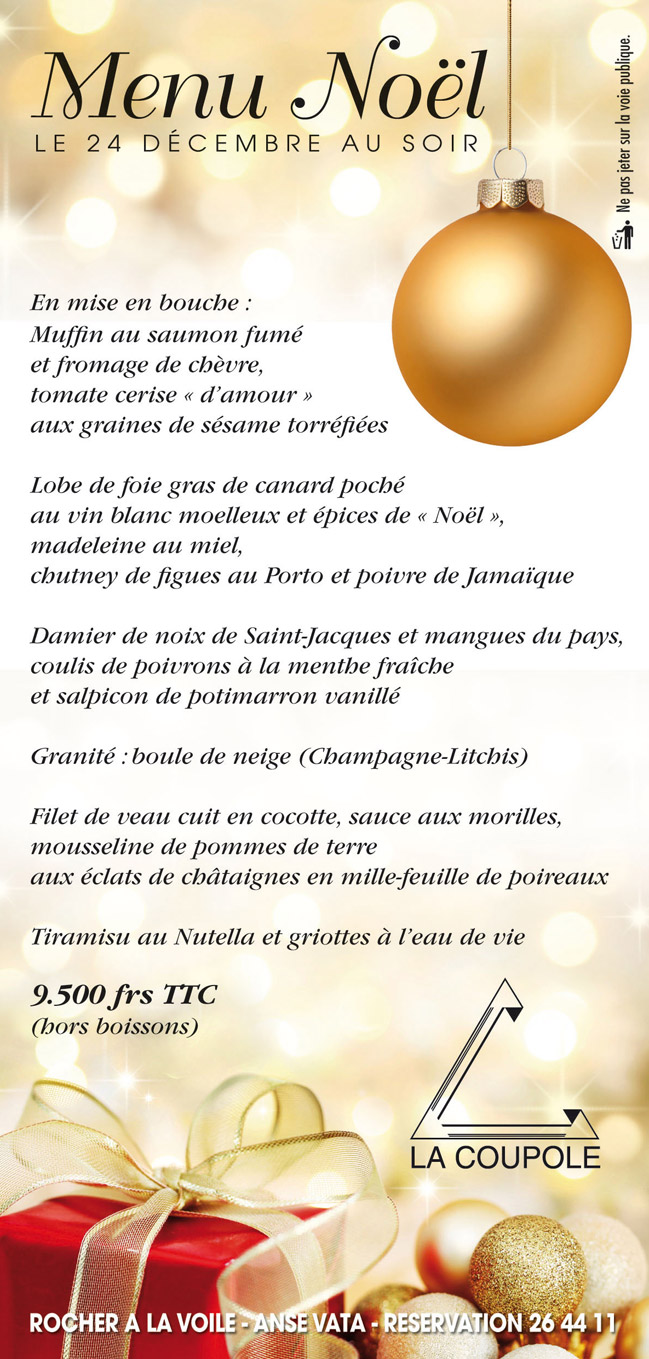 Les menus de fin d'année - Resto.nc, les restaurants en Nouvelle